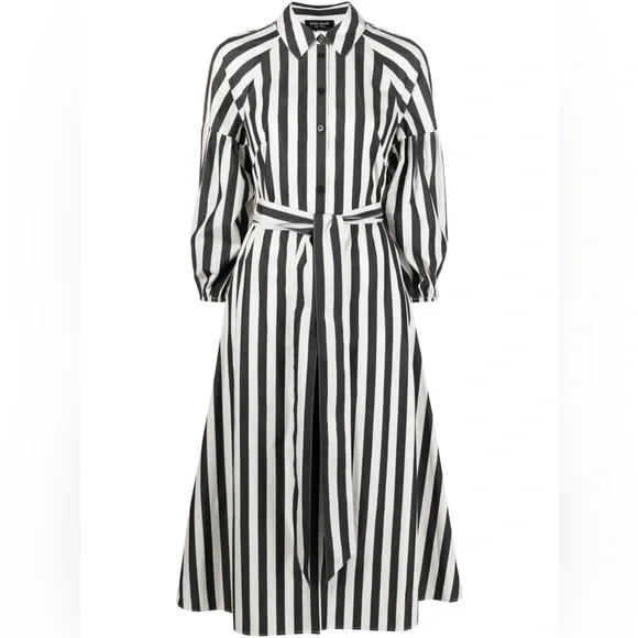 Kate Spade Women’s Terrace Stripe Dress Black White Button Down Poplin Size S - Picture 6 of 9